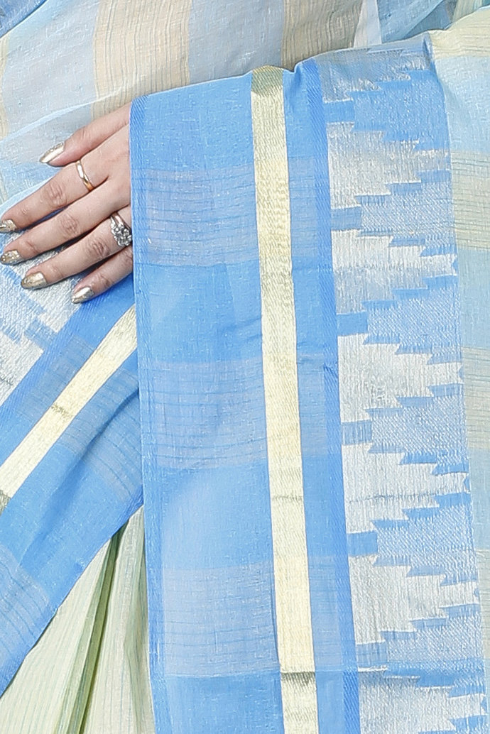 Sky Blue Pure Cotton Vrinda Tant Saree (1092)